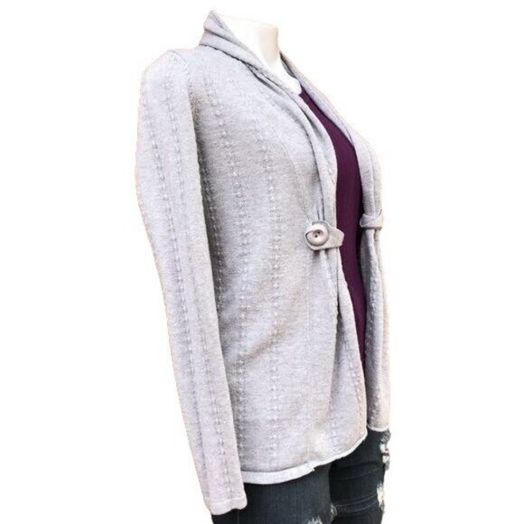 Belldini Cardigan Gray Open Sweater Button Detail Cozy - Picture 8 of 8